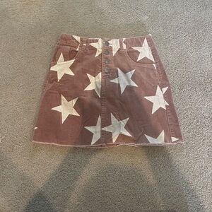 Light pink/light brown mini corduroy skirt with white stars